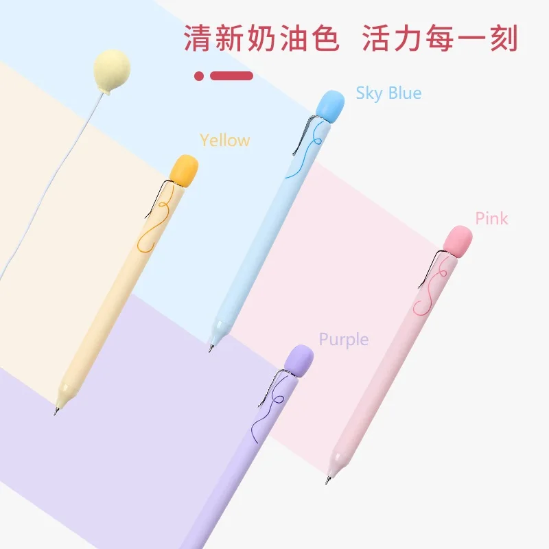 Kawaii 2 개/대 프레스 중립 펜 감압 편지지 0.5MM 빠른 건조 블랙 코어 편안한 그립 서명 펜 학생