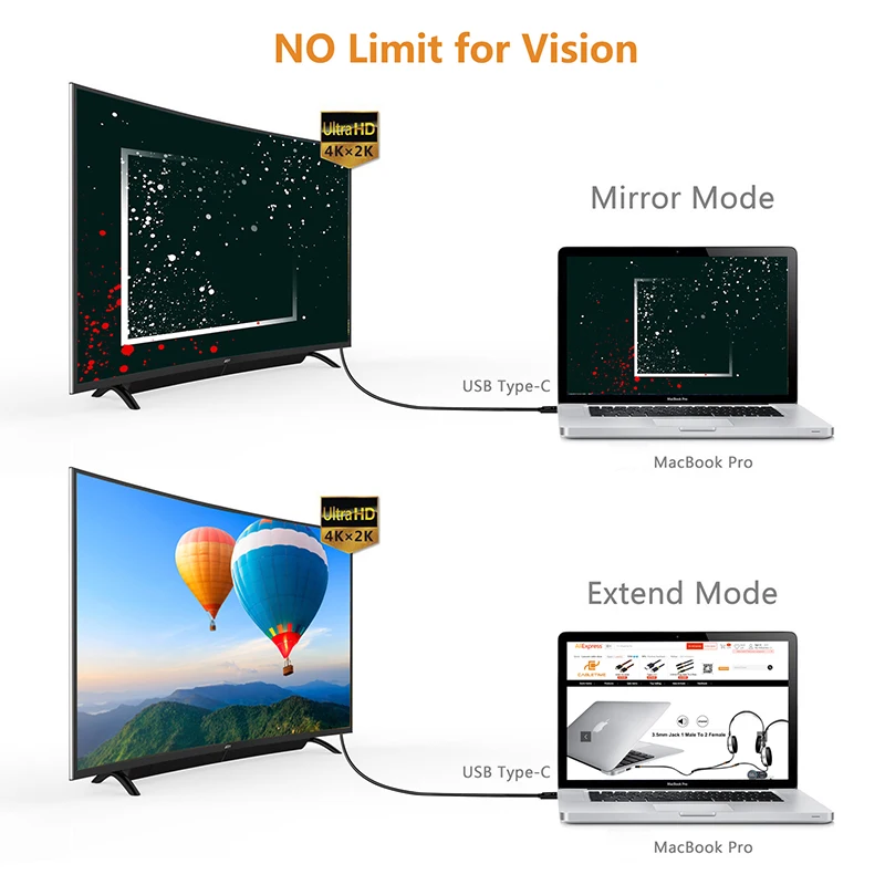 CABLETIME USB C to VGA Video Cable HD 1080P for Computer Smart Phone U disk Keyboard Car Reader