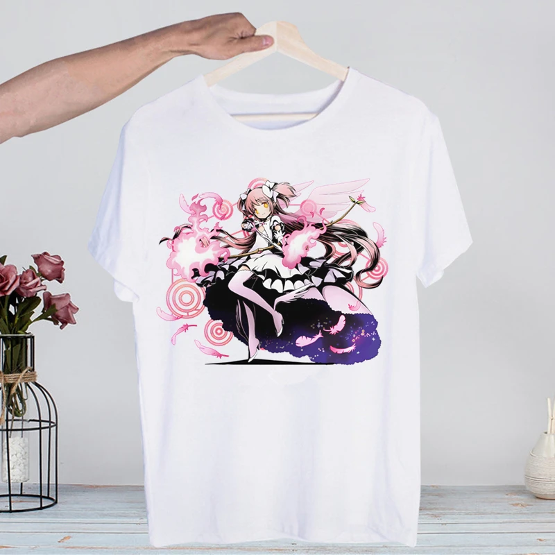 Retro Washed Madoka Magica Graphic Tee - Men’s Harajuku Streetwear