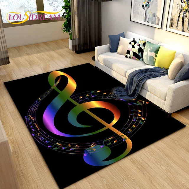 Music Note Colorful Piano Keyboard Area Rugs Kids Bedroom Living