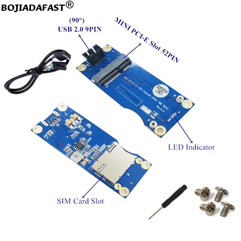 

Mini PCI-E MPCIe to Motherboard 9Pin USB Header Wireless Adapter Card With 1 SIM Slot for GSM 3G 4G LTE WWAN Module Modem