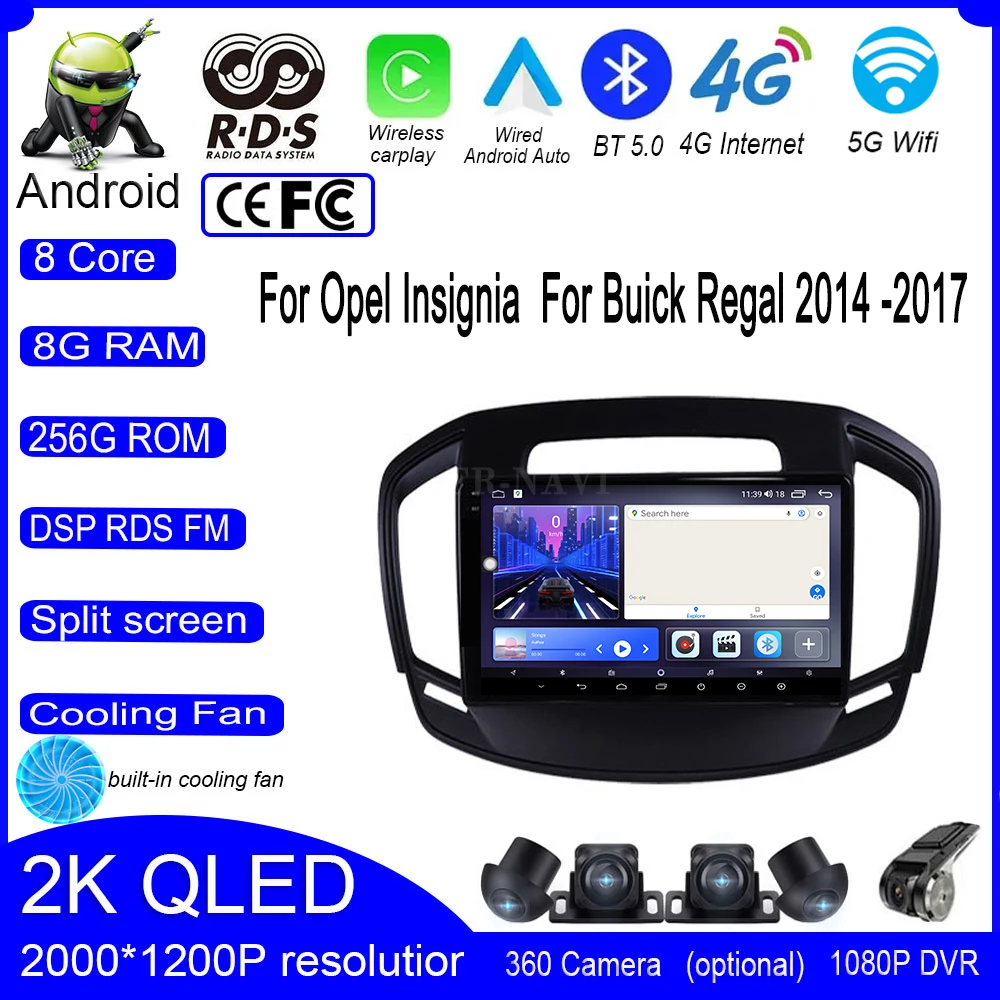 

9 lnch Screen DSP Android 14 For Opel Insignia For Buick Regal 2014 -2017 Car Video Navigation GPS IPS Stereo Screen Auto