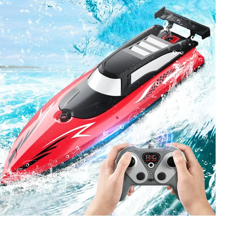 Remote Control Boat Cross-Border Remote Control Boat Electric Toy Charging 2.4G Remote Control Boat Double Spiral Pulp High-Speed Water Contr