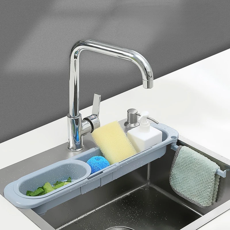 Retractable Drain Basket Sink Rack Telescopic Drain Rack Filter