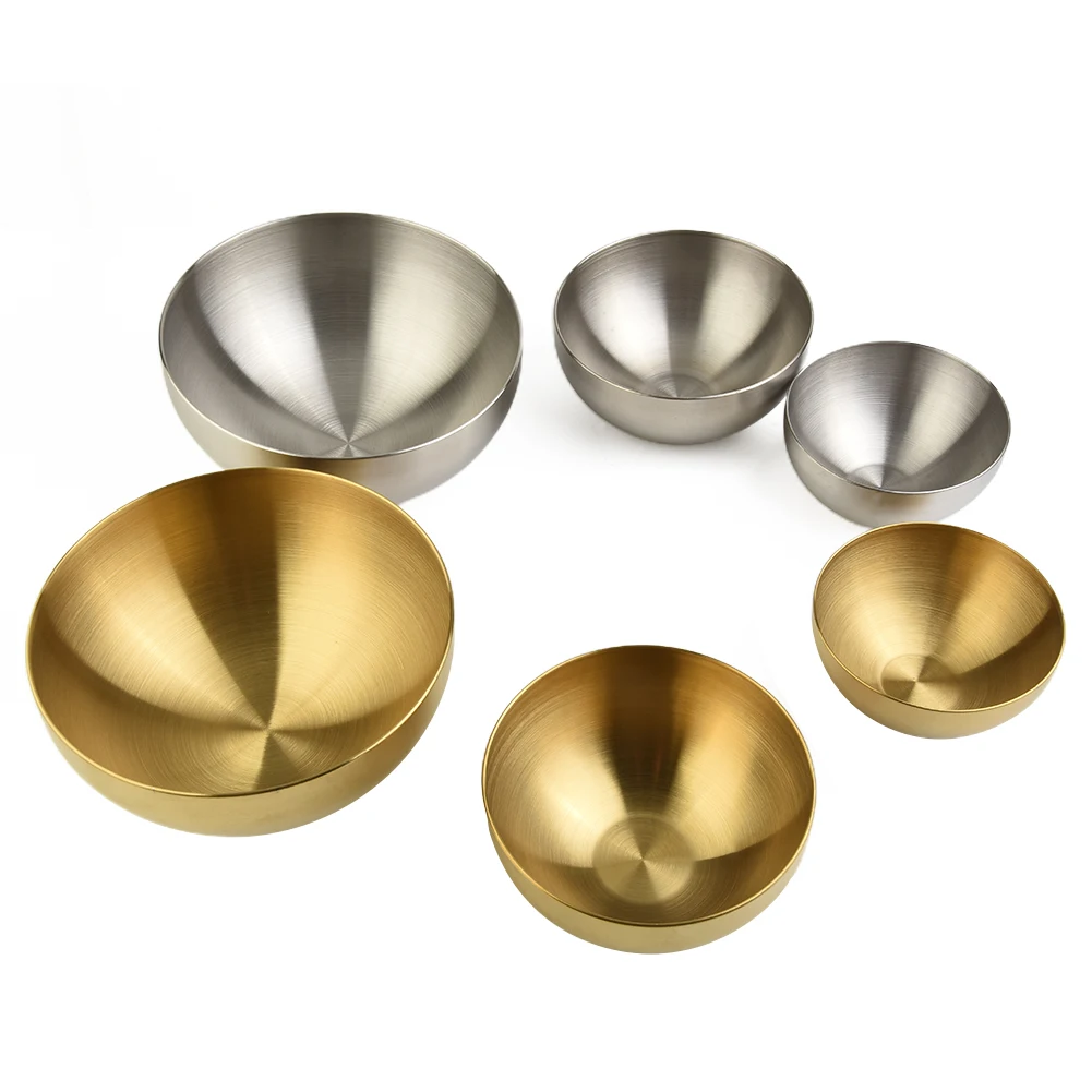 304 Stainless Steel Bowl Double Layer Fruit Salad Bowls Heat Insulated Kimchi Noodle Ramen Bowls Food Containers stainless steel bowl ramen bowl cereal bowls stainless steel basin