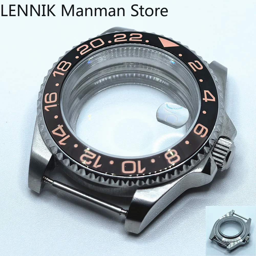 40mm Black PVD Watch Case with Transparent Back Glass