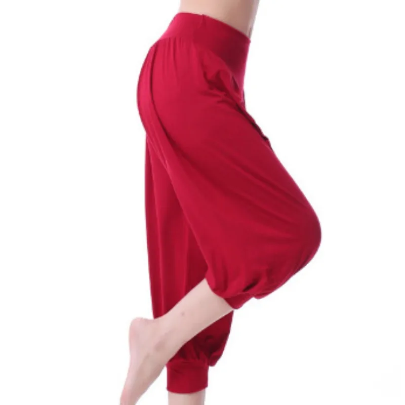 New Calf-length Yoga Pants Female Running Pants Large Size Loose High Waist Modal Sport Fitness Training