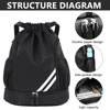 1PCS Sports Drawstring Backpack,Waterproof Drawstring Sports Bag Soccer Bag Swim Gym Bag for Men Women with Ball Shoes Compartme 2