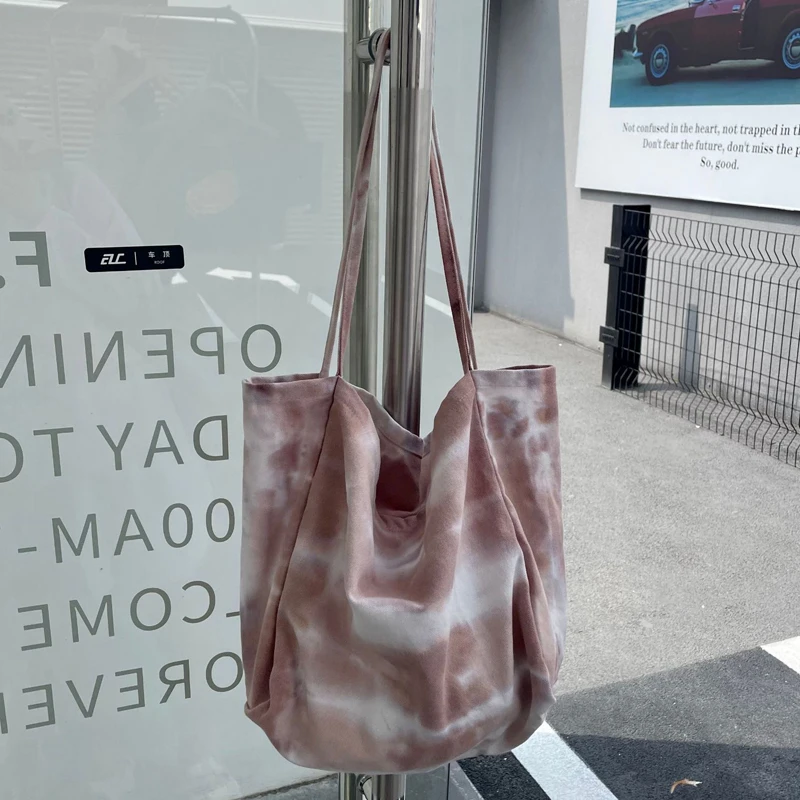 thumbnail image 1 of Bolsos de mano de gran capacidad de estilo preppy para mujer, bolso de diseñador de lujo, nuevo bolso de lona con proceso de teñido anudado, bolso de hombro para compras 2023, 1 of 5