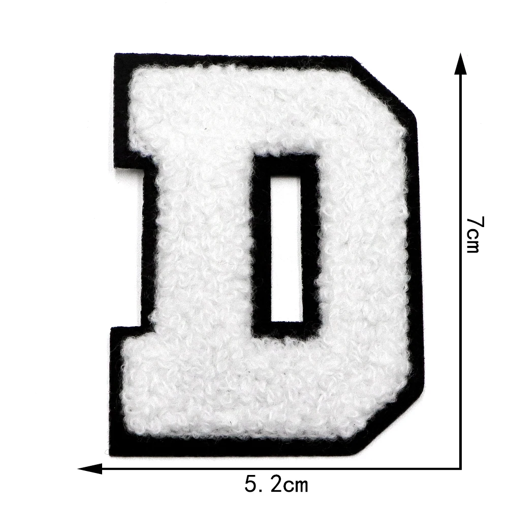 1pc weiß 7cm Chenille A-Z Buchstaben Patch Eisen auf Patch Name Buchstaben Patch für Jeans Kleidung T-Shirt Reparatur Alphabet Patch Abzeichen – Detail 7