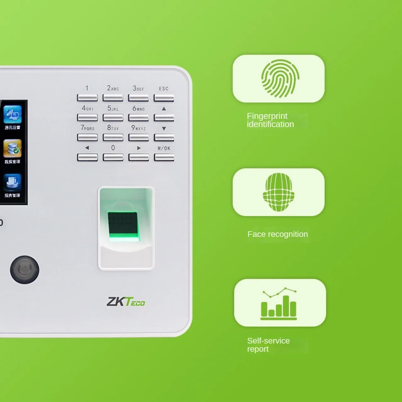 Entropy-based zktechBK100 facial recognition fingerprint password attendance clock in machine
