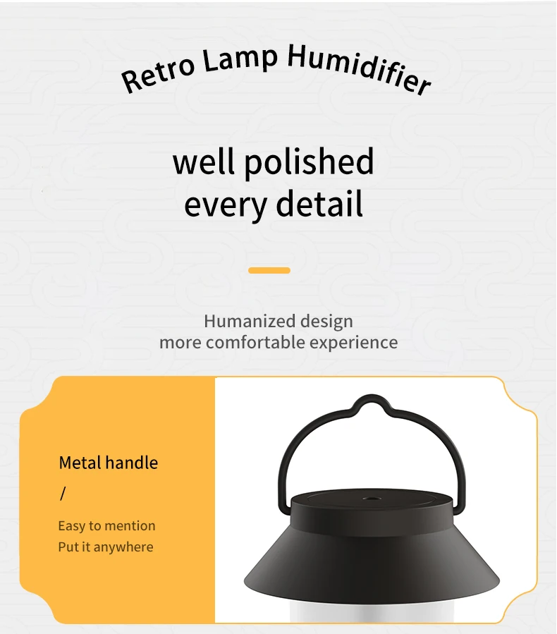 Gadgetoo 2022 New Retro Lamp Humidifier Outdoor Usb Rechargeable Emergency Lighting Portable Lights Camping Lamp Diffuser Essential Oils