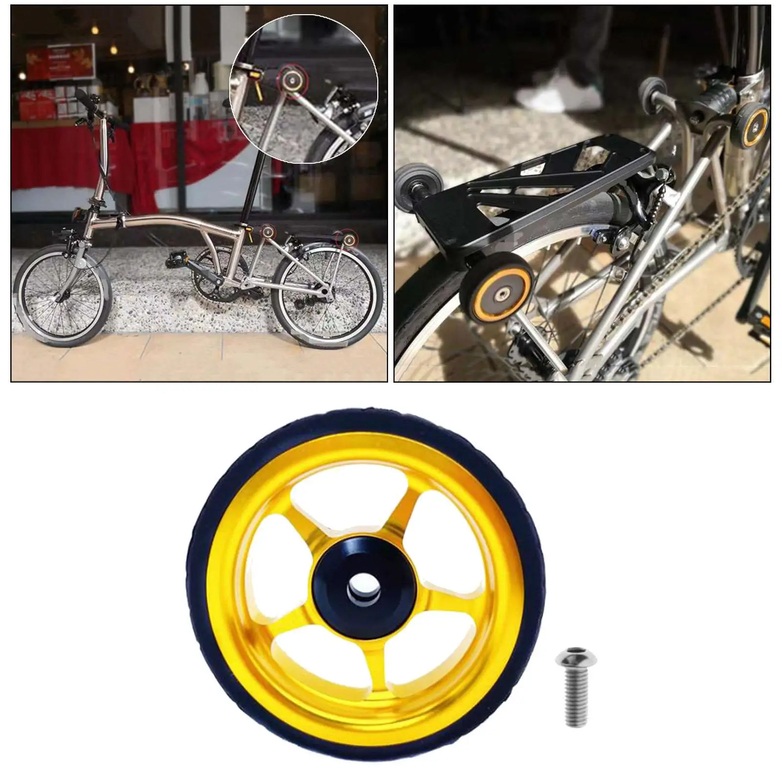 Folding Bike Foldable Transport Carry EZ Wheels Pushing Refit Transportation Wheel for Brompton with Bolt
