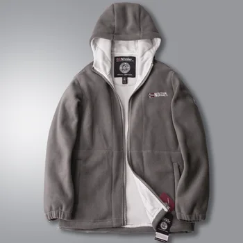 Men's Fleece Lined Hooded Jacket Outdoor Sporty Warm Thickened Polyester Fiber Casual Urban Fashion Zipper Closure Long Sleeve