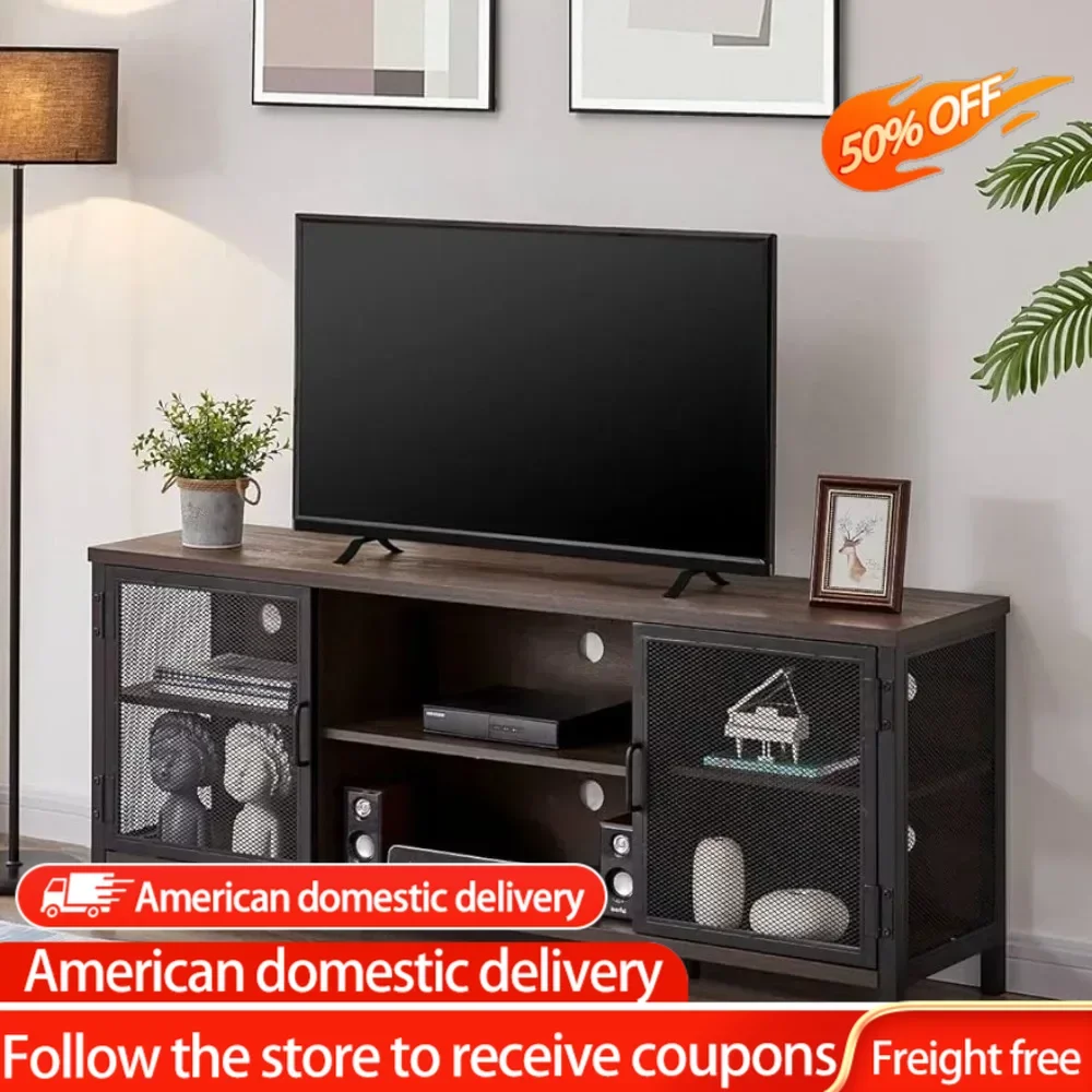 

Rustic Wood TV Stand Living Room Furniture Tv Salon Industrial Entertainment Center for TVs Up to 65 Inch Walnut Brown) Dressers