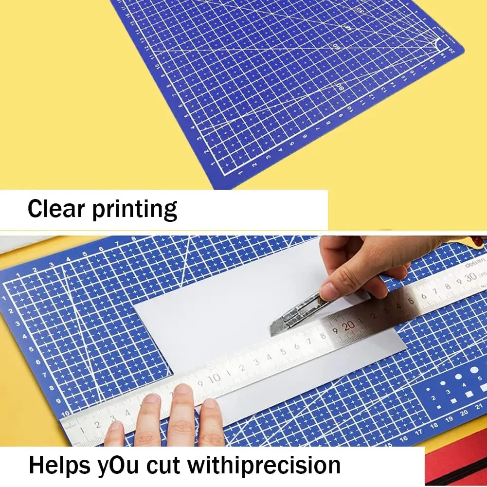  A5 Cutting Mat, Self Healing Cutting Mat with Grid Lines Small  Cutting Mat with Grid Cutting Board for Crafts Fabric Quilting Sewing