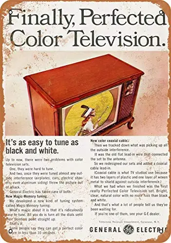

1966 General Electric Color Televisions Vintage Look Metal Sign 8x12 in