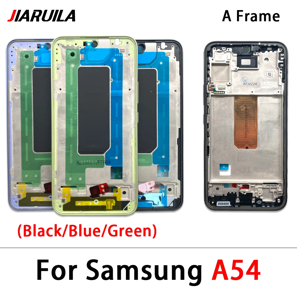 삼성 A33 / A52 / A52S / A72 / A52 5G / A54 / A73용 새 전면 하우징 LCD 프레임 베젤 플레이트 교체 수리 부품