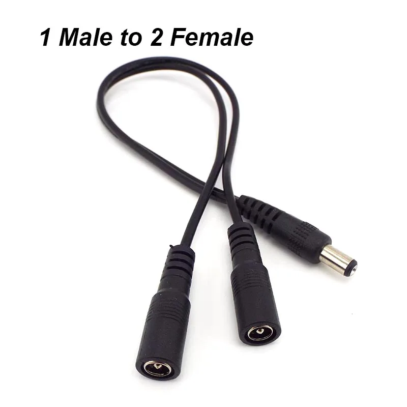 DC 12V 1 Female to 2 Male Power Split Splitter Cable 2.1*5.5mm for CCTV Camera Security DVR Accessories LED Light Strip