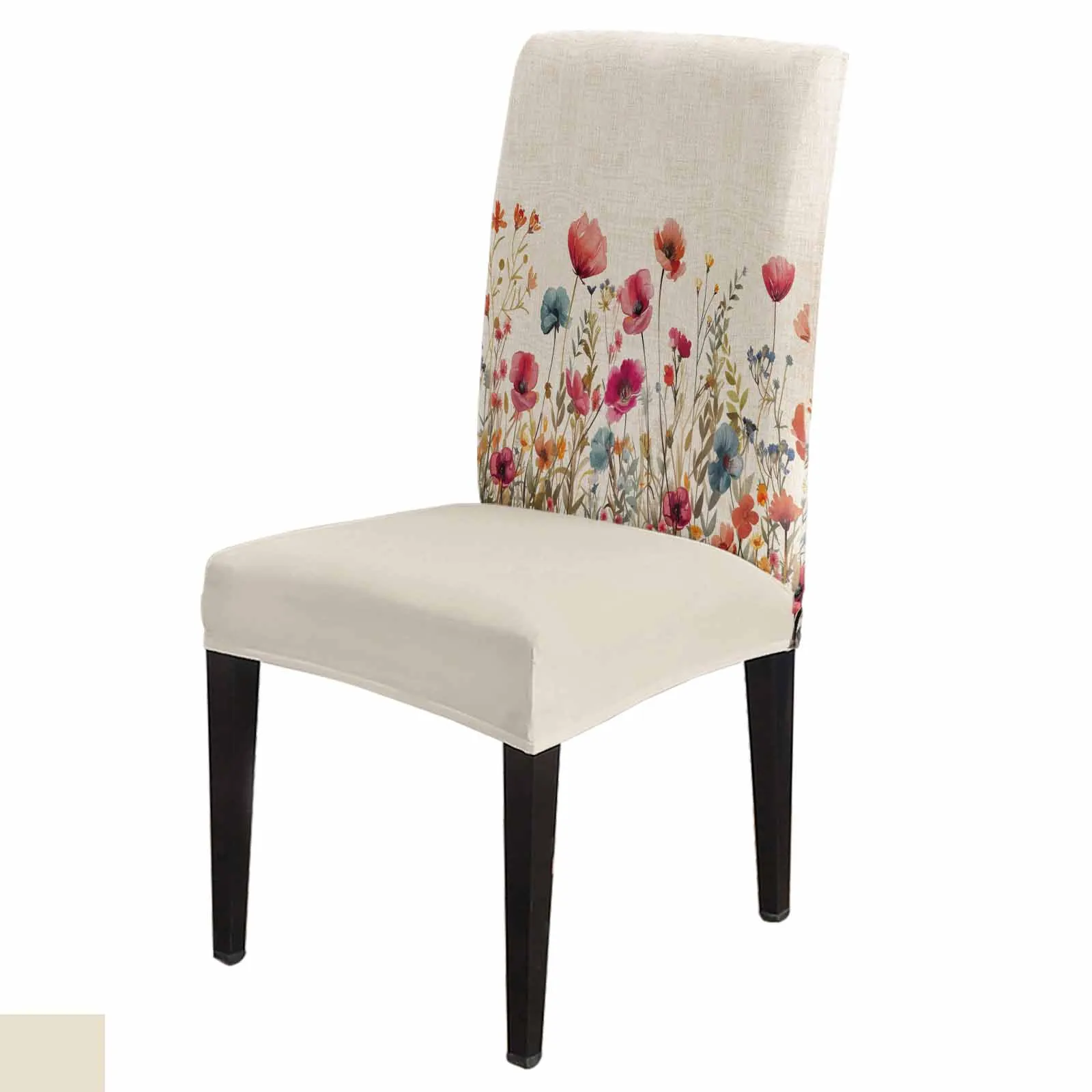 

Watercolor Flowers Chrysanthemum Dining Chair Covers Spandex Stretch Seat Cover for Wedding Kitchen Banquet Party Seat Case