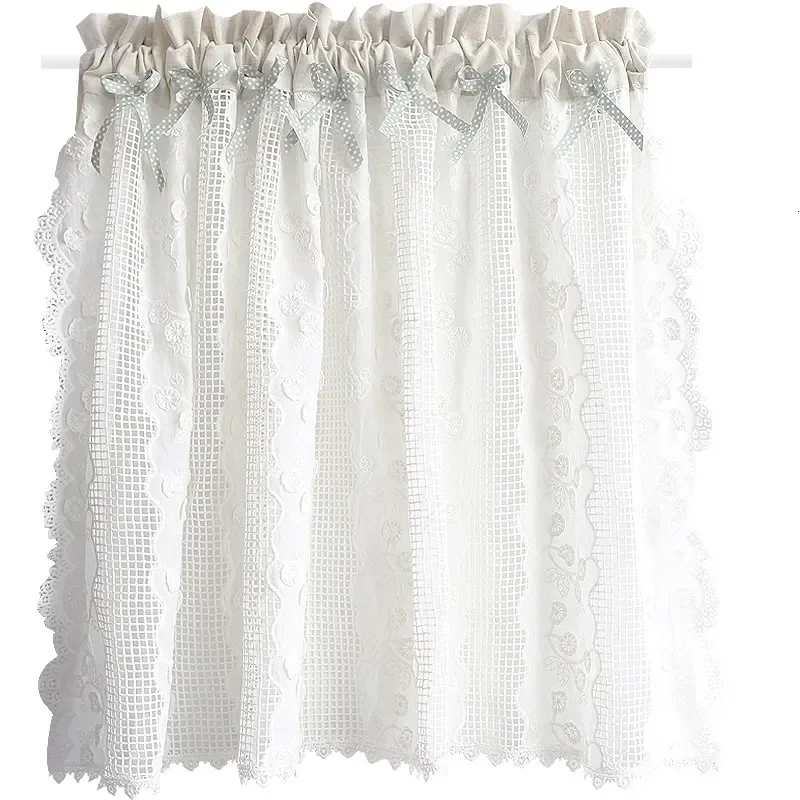 Curtain Window  Pastoral Style Kitchen Window Cabinet Curtain Valance With Embroidery Flower 2