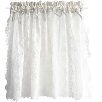 Curtain Window  Pastoral Style Kitchen Window Cabinet Curtain Valance With Embroidery Flower 2