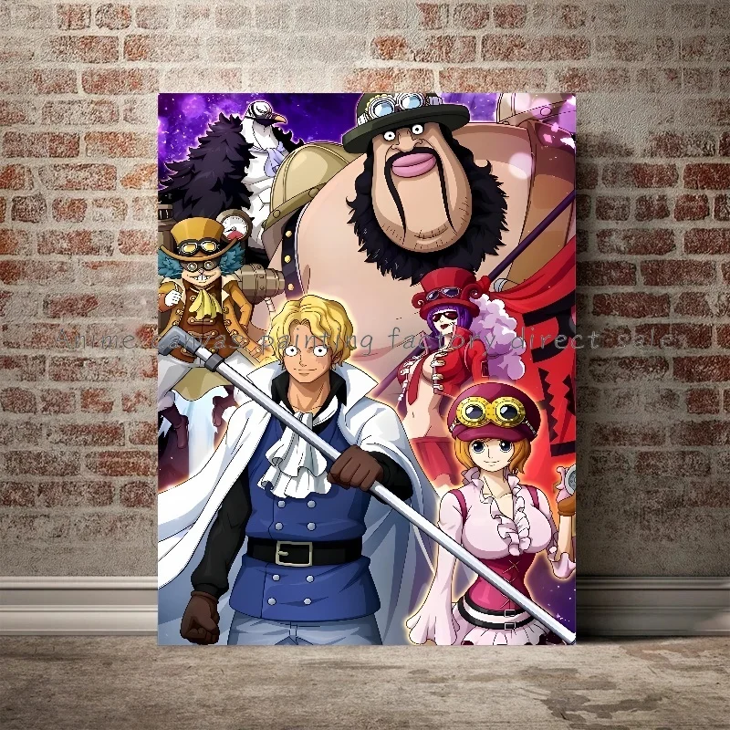 ワンピースアニメキャラクターポスター,ルフィ,サンジ,津波,HDプリント