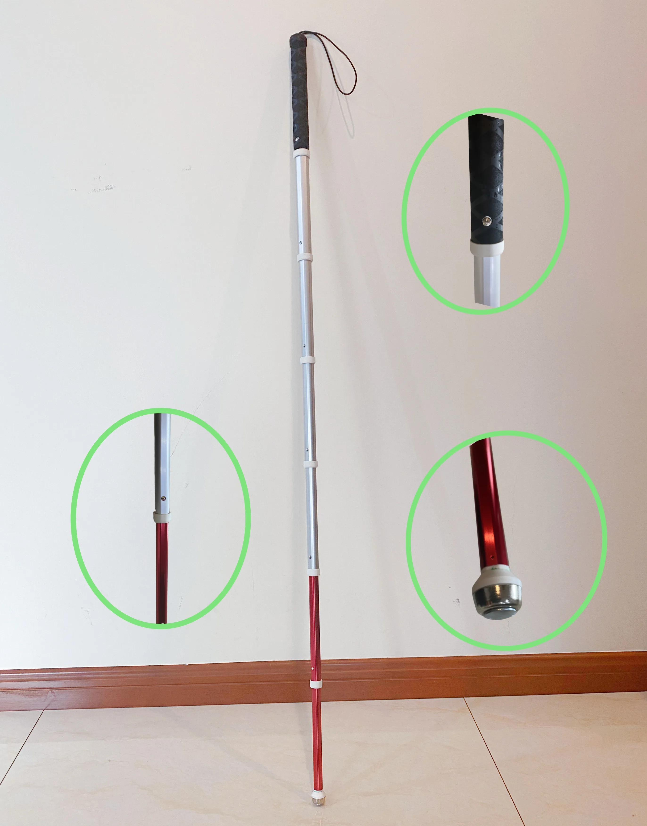 1pc Titanium Retractable Cane 29-125cm Telescopic Trekking Pole Multifunctional Walking Stick for the Elderly Old Man Crutch