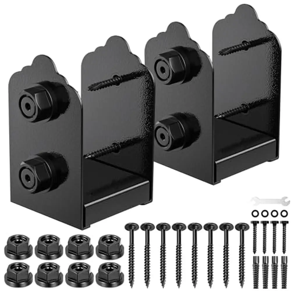 Adjustable Stainless Steel Post Anchor Bracket 2Pcs Fits 3.5"x3.5" Pavilion Posts Rust-Proof Black Powder Coated Base Strong