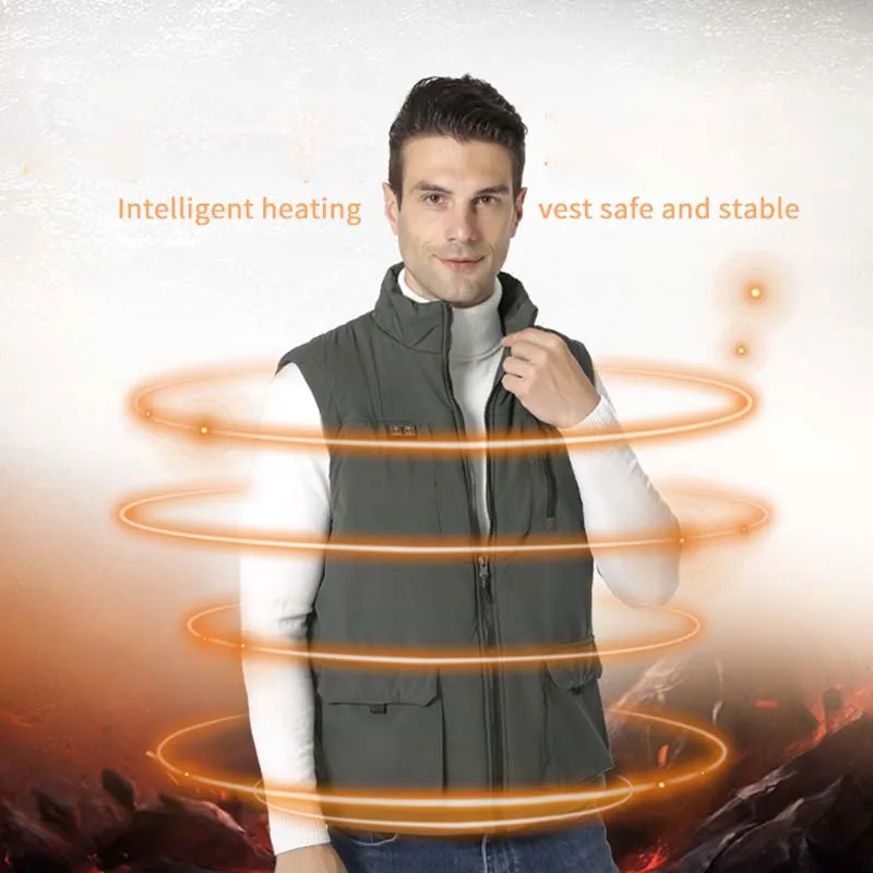 Winter Men's Heating Waistcoat 11 Zones USB Charging Heated Vests Anti-Cold Warm Outdoor Skiing Hiking Fishing Camping Vests