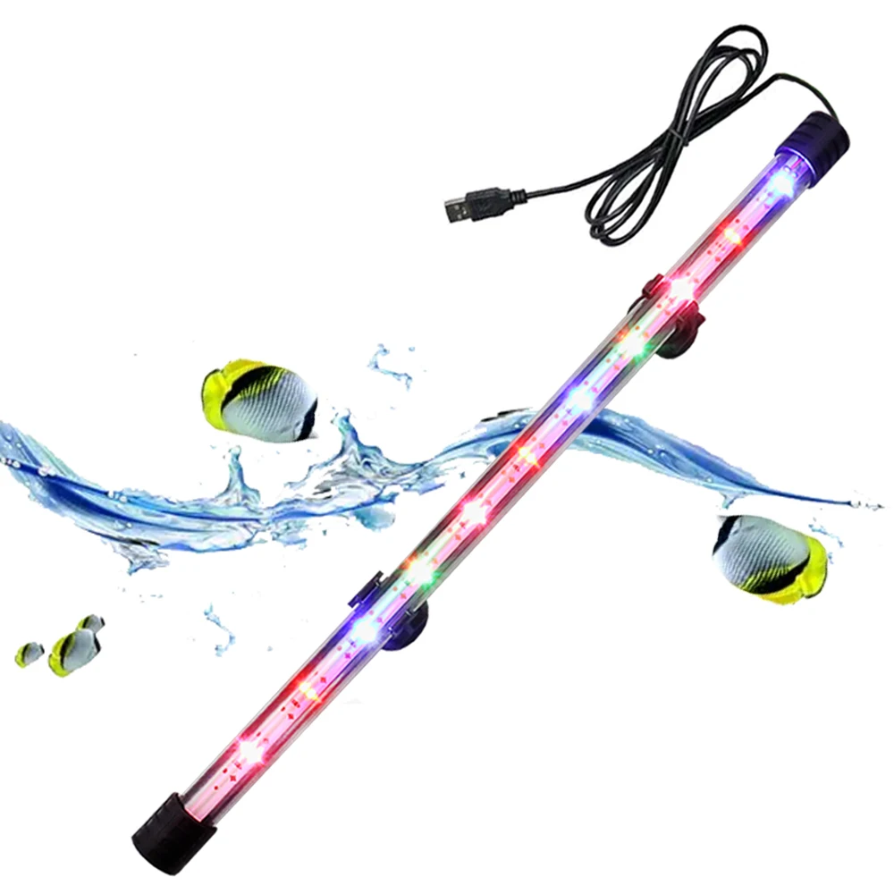 17-47cm 수족관 LED 조명 잠수정 무드 램프 USB 방수 물고기 탱크 장식..