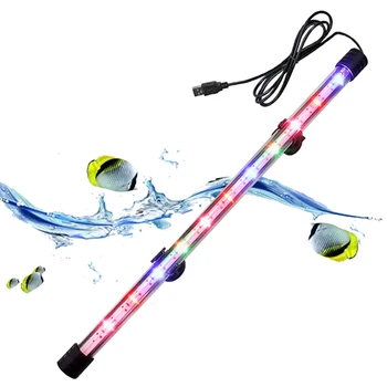 수족관 LED 조명 수중 무드 램프, USB 방수 어항 장식, 식물 성장 조명 액세서리, 110-240V, 17-47cm