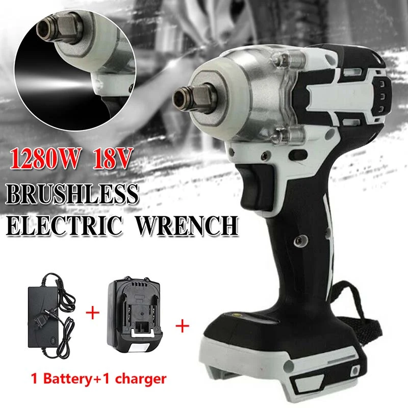 18V Brushless Electric Impact Wrench 1/2 inch Power Tool Electric