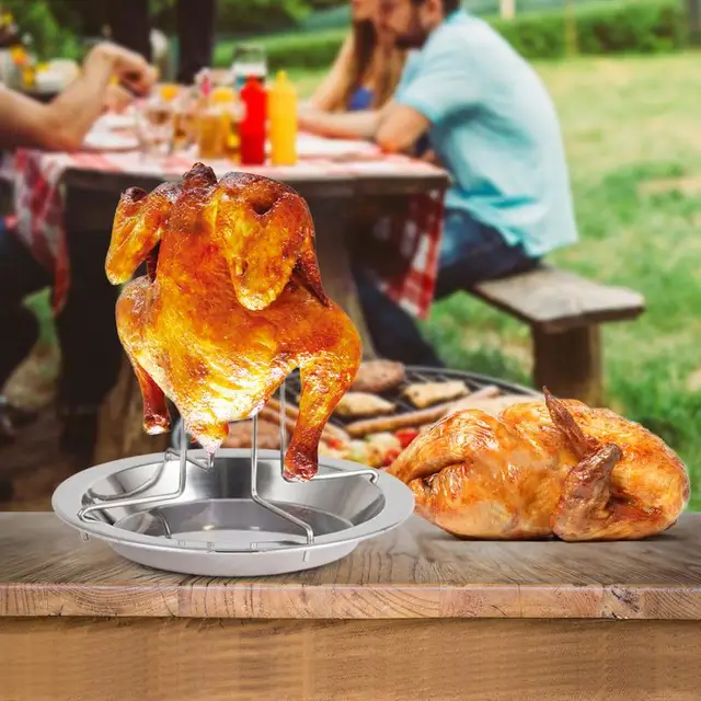 Rozsdamentes Acél Csirke Grill Állvány Élelmiszer-Minőségű Sült Csepegtető Serpenyővel Tartóhoz A Sütőhez - Image 2