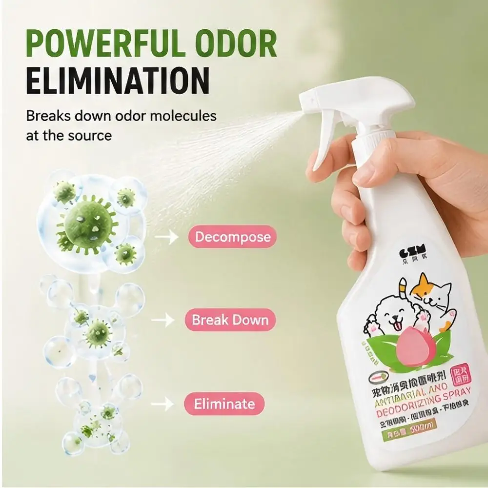 Spray Deodorante per Animali Domestici con Bioenzimi, Eliminatore di Odori di Urina, Liquido Disinfettante Antibatterico per Gatti e Cani, Prodotti per la Pulizia degli Animali Domestici da Interno - immagine 3