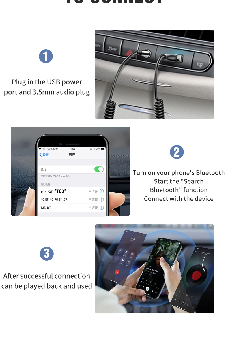 New Upgrades Bluetooth 5.4 Audio Receiver USB To 3.5mm AUX Car Wireless Music Ad