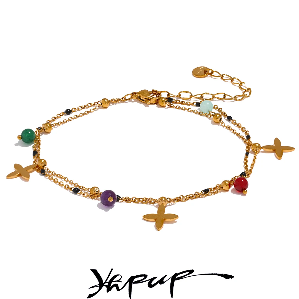 Yhpup Stainless Steel Anklet for Women Beach Summer