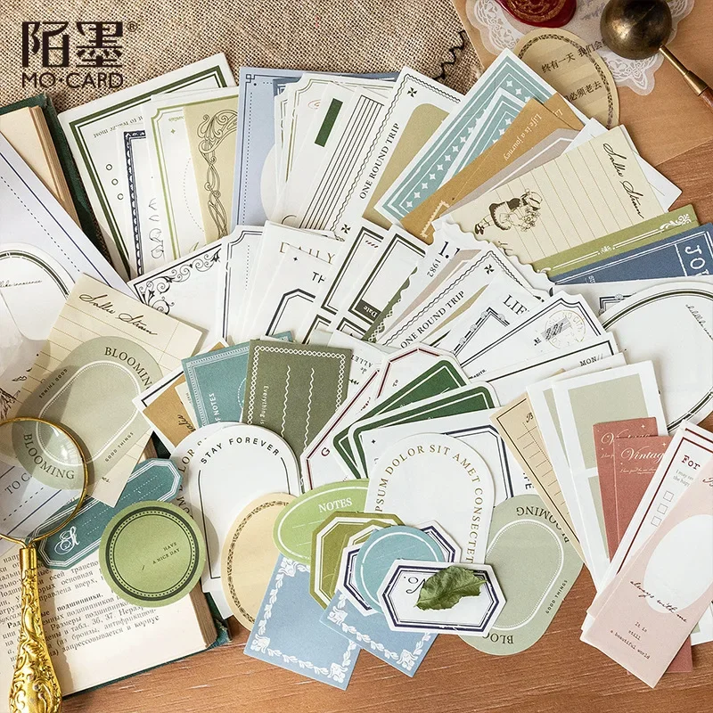 

100 Pcs Vintage Label Basic Memo Pad Craft Paper Junk Journal Ephemera Kraft Collage DIY Album Scrapbooking Material Paper Pack