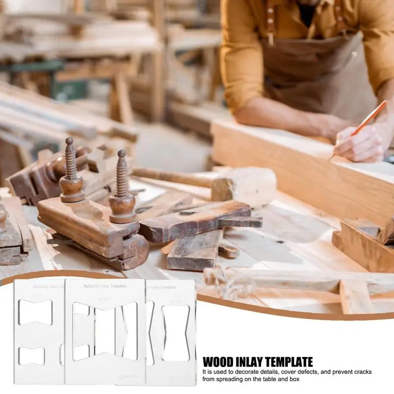 Wood Inlay Templates 3X Woodworking Router Template Transparent Tool Engraving Stencil Accessories For Creating Unique Furniture