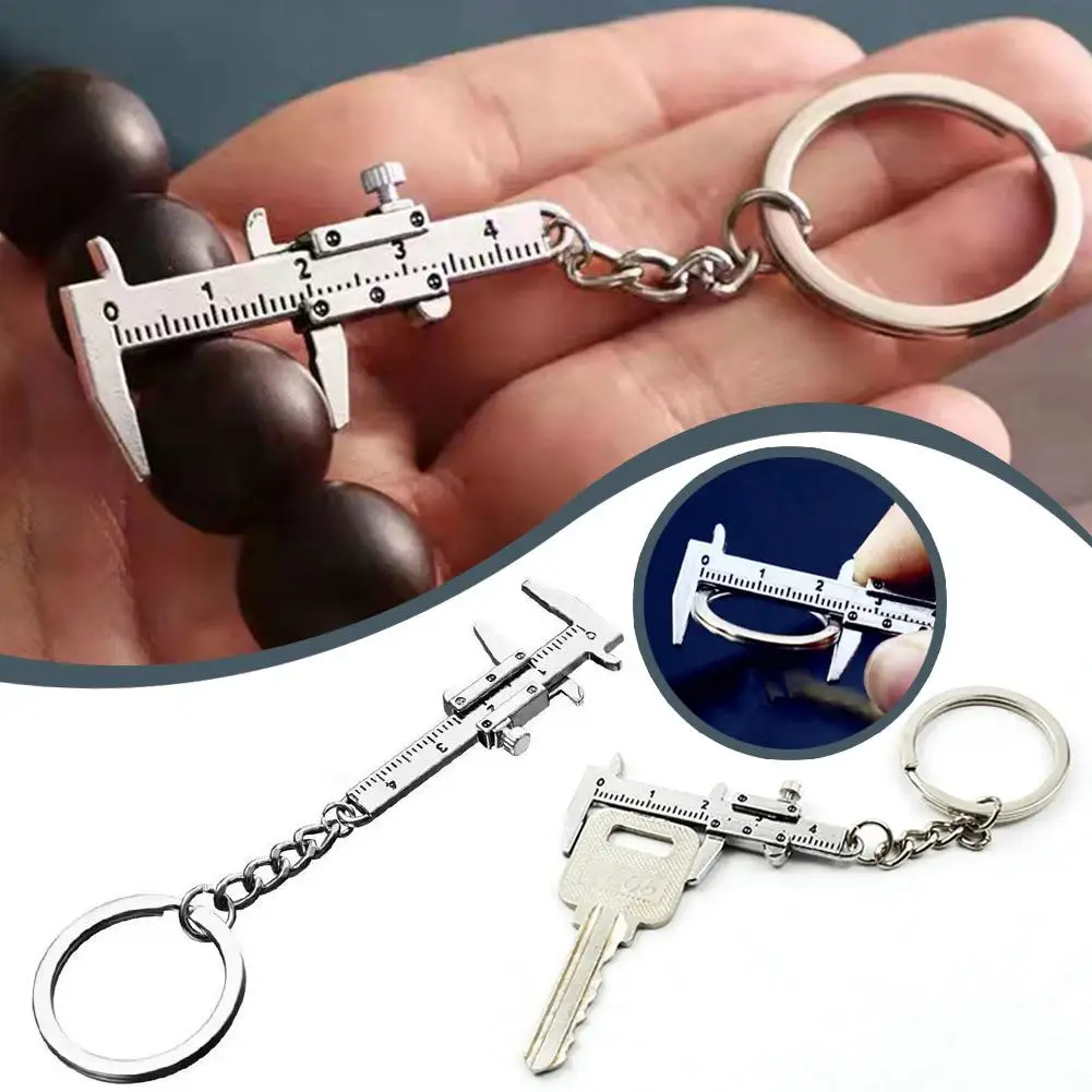 Fashion Car Key Mini Vernier Caliper Portable 0-40mm Keychain Measuring Gauging Tools Car Turbo Key Chain Ruler Caliper