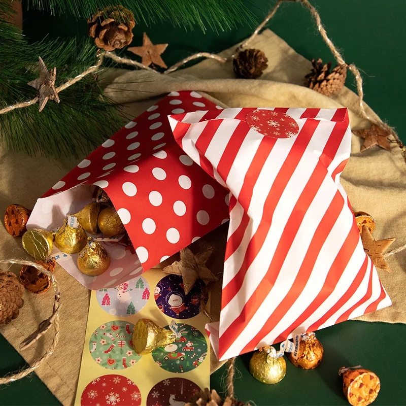 24pcs Kraft Paper Bags With Stickers Merry Christmas Cookie Gift Packaging Bags Wedding... - SKU KPB01926 - UGI Packaging