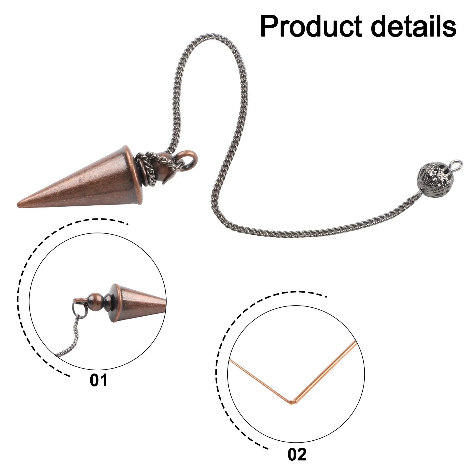 2pcs 99.9% Copper Dowsing Rod Psychic And Divination Copper Pendulum Kit Portable Dragon Seeking Detachable Tool