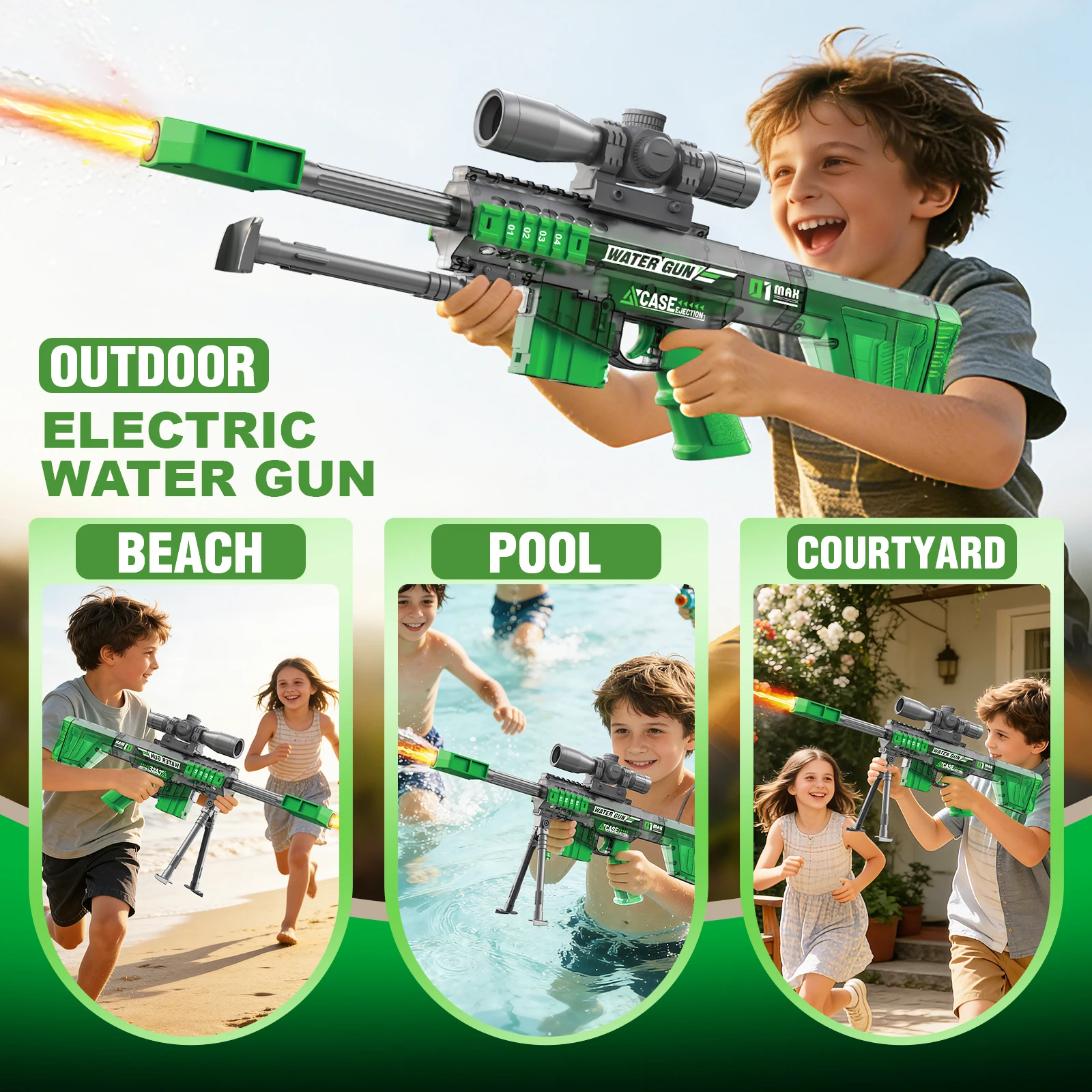 Elektrisch waterpistool met licht en geluid voor zwembad_voghion.com