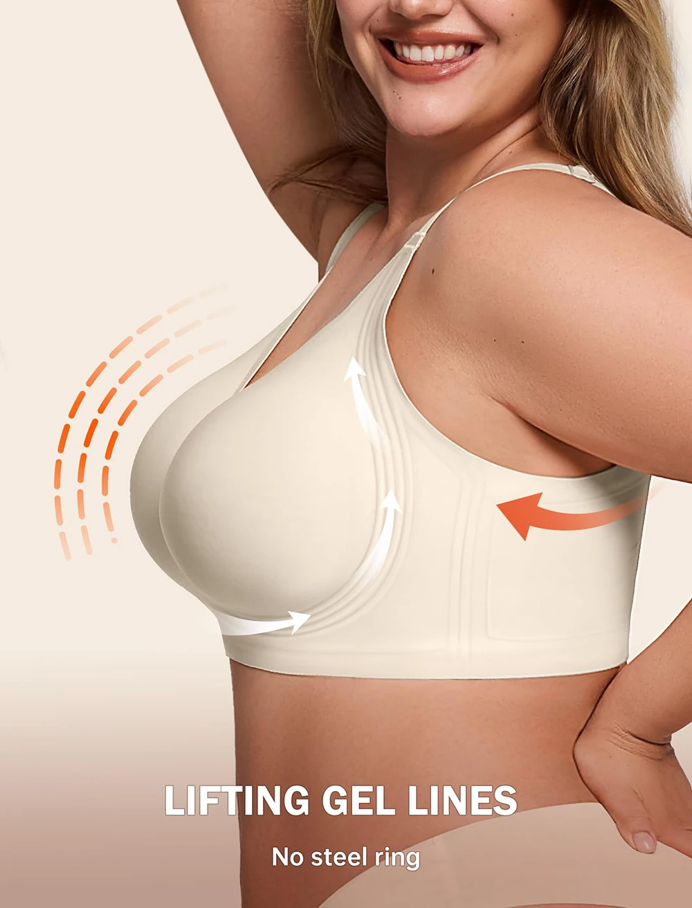 Plus Size Push Up Jelly Bra Seamless No Underwire Bras Full Coverage Brassiere Hide Back Fat Tshirt Bras Comfort Daily Bralette
