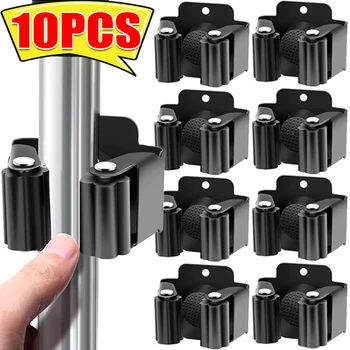 Crochet de suspension auto-adhésif en acier inoxydable T1, clips de support de vadrouille, crochet de balai, étanche avec vis, étagère de cuisine 1