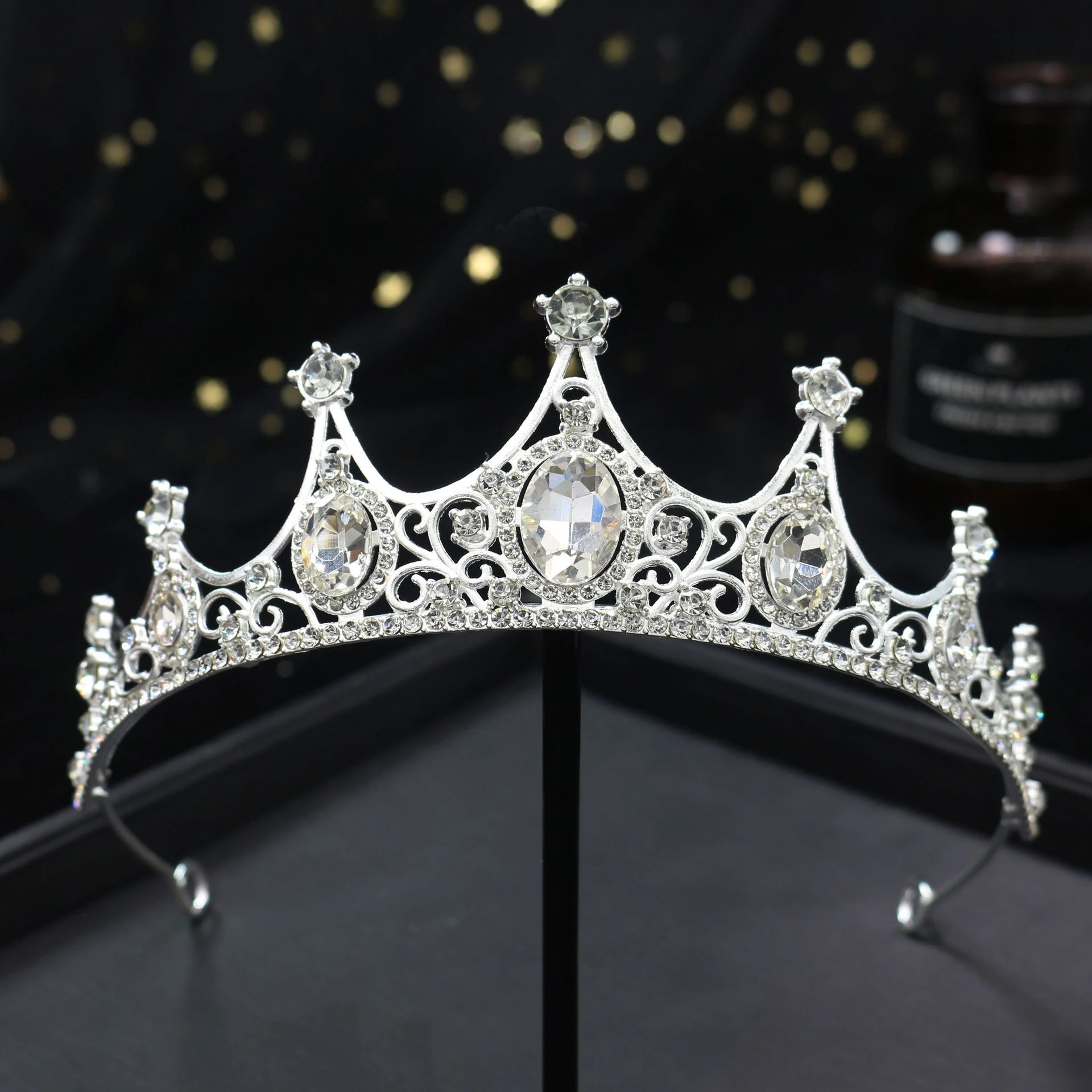 1pc Krone Braut Vintage Haar Bands Kristall Strass Handgemachte Haar Bands Krone Prinzessin Geburtstag Party Platte Kopfschmuck – Detail 18