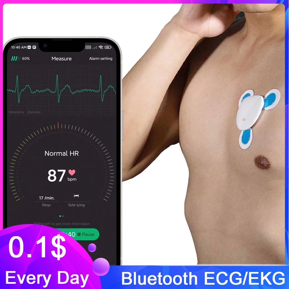 Bluetooth 24 Hours ECG Monitoring Wireless Holter EKG Portable Heart Rate Monitor Heart Recorder Electrocardiogram Family Doctor