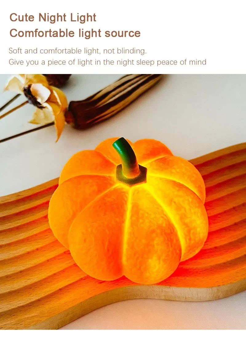 Pumpkin Cartoon LED Lamp for Kids Room and Holiday Decor