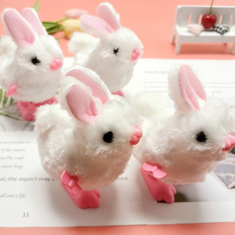 

Cute White Rabbit Wind-up Toy Pluh Bunny Clockwork Jumping Bunny Toy Easter Gift Kids Educational Interactive Toy Birthday Gift