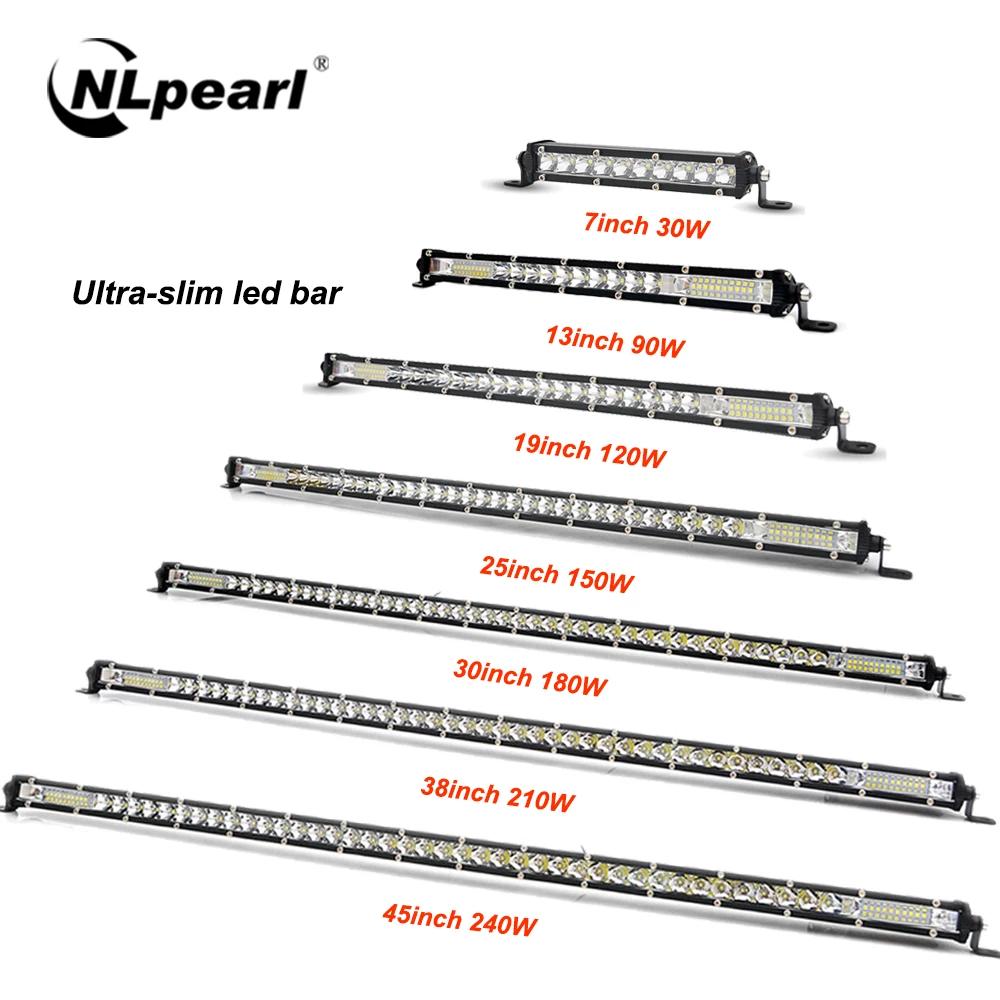 NLpearl Ultra Slim 7-50 Inch LED Light Bar Spot Off Road 4x4 LED Work Light Bar For Jeep Truck ATV SUV Car Headlight 12V 24V